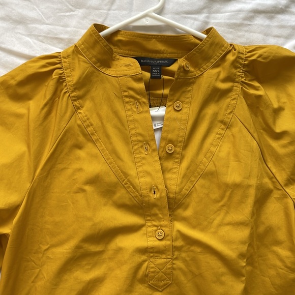 NWT Banana Republic Yellow Poplin Blouse XXS - Picture 4 of 6
